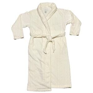 Karen Neuburger Bathrobe W/ Belt Soft Plush White Cable Knit Cozycore Luxurious